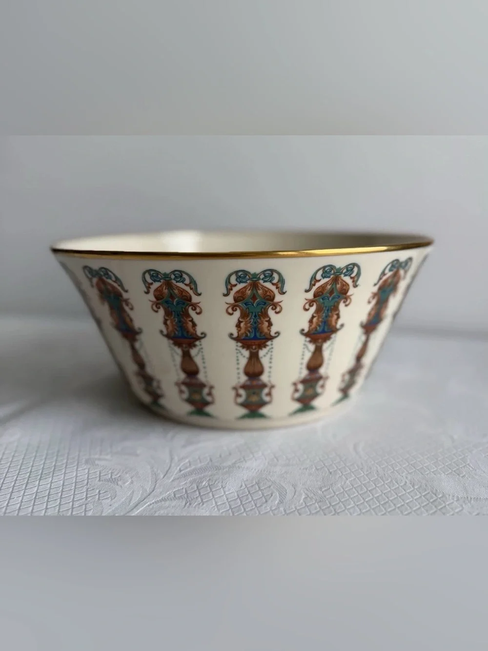Lenox Lido 10.5” Serving Bowl – Turquoise & 24K Gold Trim